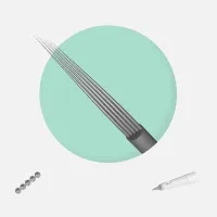 Aghi 5 punte Slope: ergonomia ottimale per sfumature sofisticate e riempimenti naturali. Perfetti per full‑lips e dermopigmentazione medicale