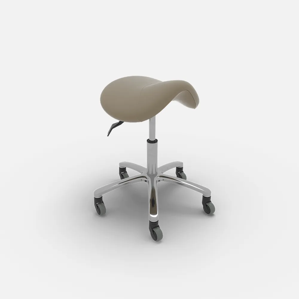 Sgabello Bellezi Moreno Regolabile Sgabello con Ruote e Vinile color taupe