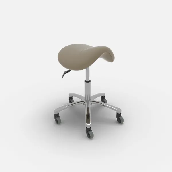 Sgabello Bellezi Moreno Regolabile Sgabello con Ruote e Vinile color taupe
